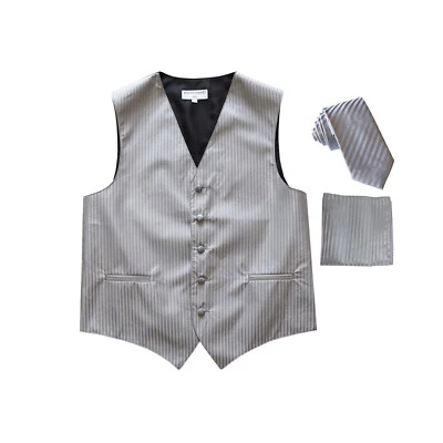 New Men's Formal Vest Tuxedo Waistcoat_2.5" slim necktie wedding prom silver - Image 1 of 4