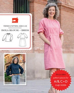 Isola Blouse & Dress - Sewing Pattern - Liesl & Co - Sizes 0-20 - Diff 2/4 - Picture 1 of 8