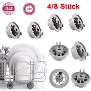 4/8 Stück KORBROLLEN Geschirrspüler unten für Bosch Siemens Neff Laufrad Rollen - Picture 1 of 11