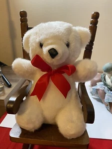 Vintage SASCO - WHITE Plush TEDDY BEAR Red Ribbon 10" Promo Advertisement. EUC - Picture 1 of 3
