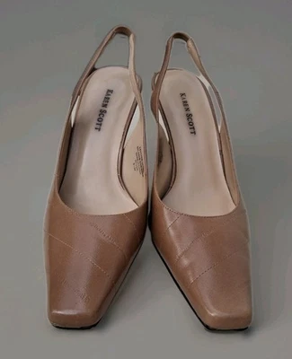 Karen Scott Mason tan Leather Slingback Pump Heels 8.5 M - Image 1 of 4