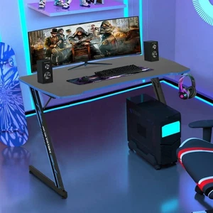 Escritorio para juegos con portavasos y gancho para auriculares | Escritorio rectangular portátil azul - Imagen 1 de 12