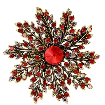 Broche de copo de nieve de Navidad prendedor de flores de cristal dorado, regalo de joyas de invierno de vacaciones Foto 1 de 4