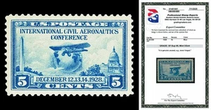 Scott 650 1928 5c Aeronautics Issue Mint Graded XF-Sup 95 NH with PSE CERT - Picture 1 of 1