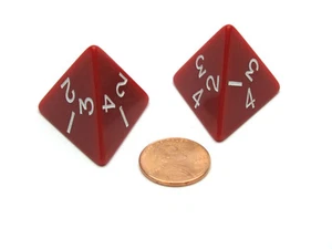Pack of 2 D4 Opaque Jumbo Dice - Red with White Numbers - Picture 1 of 1