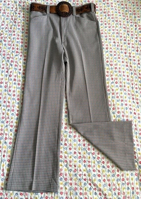 De Colección Años 60 70 Haggar Pantalones Pierna Ancha Hipster Poliéster Disco Pantalones Para Hombres 32 x 30 Foto 1 de 4