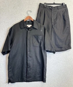 Daniel Ellissa Black 100% Linen Shirt L Shorts 34 Set Summer Resortwear Outfit - Picture 1 of 19