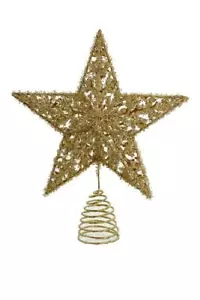 Gold Glitter Ornate Star Shape 13" Christmas Tree Topper - Picture 1 of 1