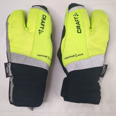 CRAFT Split Winter Bike Claw Gloves Mens S High Vis Thinsulate 70G Insulation - Image 1 of 4