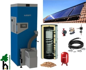 Pelletheizung PE Mini Top 15 kW mit Solar Set für Heizung und Warmwasser - Bild 1 von 9