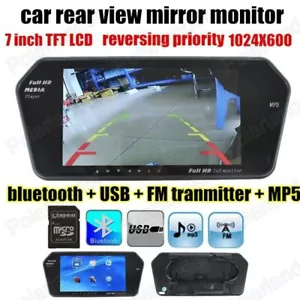 7"TFT LCD MP5 Car Rear View Mirror Monitor Bluetooth For Backup Camera Navigator - Picture 1 of 12