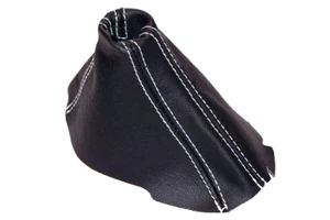 Cuffia cambio per Audi q5 DSG mk1  2008 - 2017 vera pelle nera cuciture bianche - Imagen 1 de 1