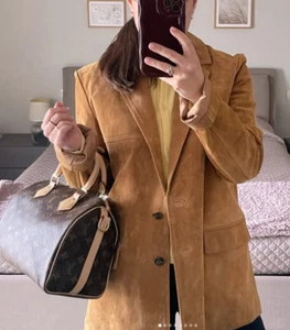 ZARA NUOVA CON ETICHETTE 2025. GIACCA BLAZER IN CAMOSCIO CAMMELLO LEGGERO TASCHE. 4341/804/743 - Foto 1 di 11