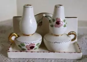 Linternas coctelera de sal y pimienta en soporte de cerámica 3 pulgadas vintage detalles florales - Imagen 1 de 7