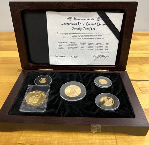 Rare! 1997/98 Leonardo da Vinci Limited Edition Gold Coin Prestige Proof Set Cover