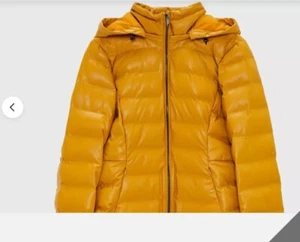 ZARA FAUX LEATHER PUFFER JACKET WITH DETACHABLE HOOD SIZE L BNWT £59.99 - Picture 1 of 5