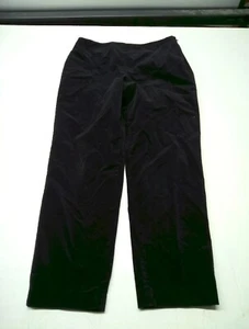 Talbots Classic Side Zip Black Velvet Brushed Pants Womens Size 12 Flat Front - Picture 1 of 5