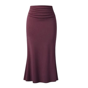 OGL Heavy Thermal Mermaid Maxi Skirt Womens Size S Plum Purple Elastic Waist - Picture 1 of 9