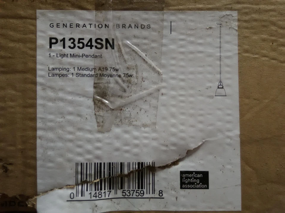Feiss P1354SN Hobson Glass Lighting, Satin Nickel, 1-Light 75watts - Image 1 of 1