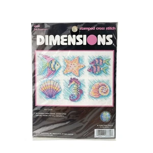 Dimensiones Estampado Punto de Cruz Tesoros Marinos Kit 6880 Pastel Conchas Peces 7"x5" - Imagen 1 de 8