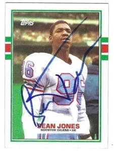 Autographed signed SEAN JONES Houston Oilers 1989 Topps Card #102 w/COA - Picture 1 of 1