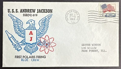 U.S.S. ANDREW JACKSON 1963 1st POLARIS FIRINING BLUE CREW SSB(N) 619 Patrick AFB - Image 1 of 2