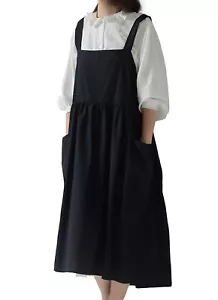 linen Aprons for women with pockets Apron dress Cross Back Apron Work Apron f... - Picture 1 of 5