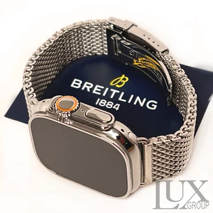 Polished Breitling Band Stainless Steel 24mm for Apple Watch Ultra 49mm Ultra 2 - Picture 1 of 4