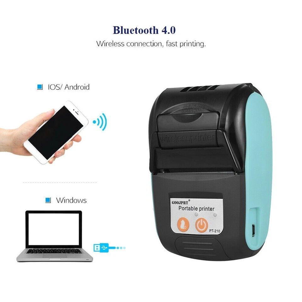 Portable Bluetooth 58mm Handheld Pocket iOS /Android POS Thermal Receipt Printer - Image 1 of 4