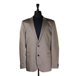 Hugo Boss Mens Blazer Beige Linen Cotton 2 Button Suit Jacket Sport Coat 42L