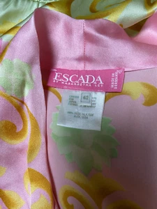 ESCADA VINTAGE SILK BODYSUIT IN PINK SAGE PAISLEY FILIGREE 42 12-14 GERMANY - Picture 1 of 17