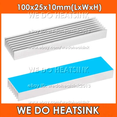 100x25x10mm Extruded Heatsink LED IC Cooler Radiator With Thermal Adhesive Pad - Image 1 of 4