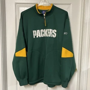 Reebok On Field Green Bay Packers NFL 1/4 Zip Pullover Jacket Embroidered Men XL - Picture 1 of 12