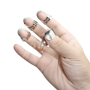 4pcs Adjustable Stainless Steel Fingerpicks Acoustic Guitar Banjo Pick Plect _yi - Picture 1 of 9