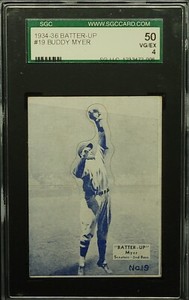 1934-36 Batter-up #19 Buddy Myer SGC 50