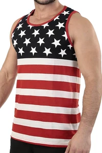 Men'S American Flag Stripes and Stars Muscle Tank Top Shirt - Picture 1 of 1