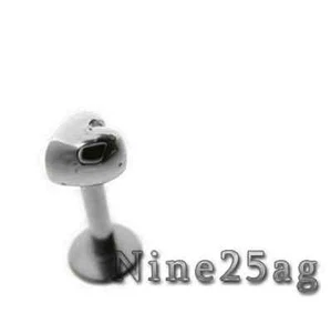 STEEL CASTING HEART FOR TRAGUS 16G 1/4" INCH LABRET THREADED MONROE LIP 6MM - Picture 1 of 2