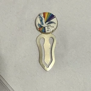 Vintage Bookmark Page Clip Praise the Lord Dove Rainbow Silver Tone - Picture 1 of 5