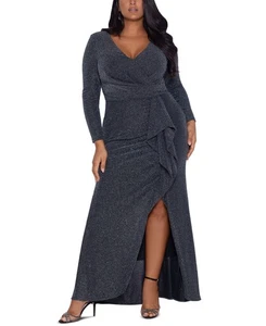 Betsy & Adam Damen Kleid Übergröße Glitzer Rüschen - Bild 1 von 4