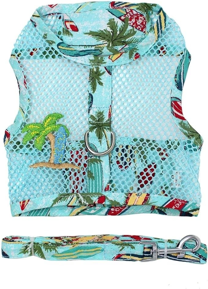 Arnés y correa para perro diseño perro tabla de surf y palmeras XS a juego Foto 1 de 1