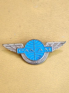 Vtg Pan Am Airlines Jr Clipper Stewardess Flight Attendant Metal Wings Pin Badge - Picture 1 of 4