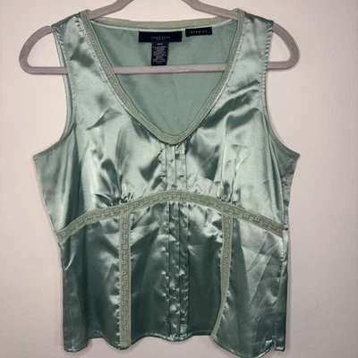 Womens Jones Wear Mint Green Sleeveless Top Lace Trim w Studs Decoration 12P - Image 1 of 4