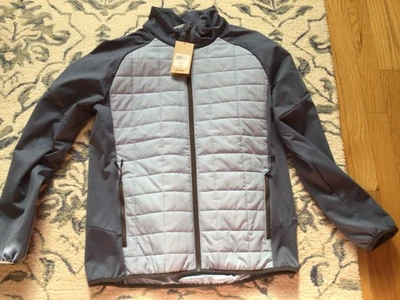 全新带标签亚瑟士男式全拉链混合夹克蓝色中号运动跑步 — 第 1/4 张图片