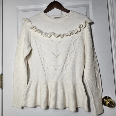 Suéter Pullover Ted Baker London Crema Para Mujer Peplum Talla 3 Buen Usado. Foto 1 de 4