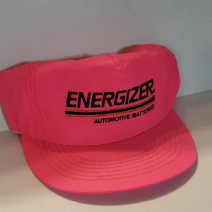 1990's ENERGIZER BATTERIES NEON PINK VINTAGE CAP HAT (NOT PERFECT LOOK AT PICS) - Picture 1 of 12