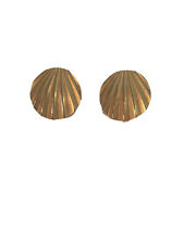 Vintage Gold Tone Round Shell Style Earrings 