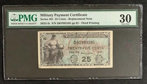NQC Serie 481 25 Centesimi Ricambio Certificato di Pagamento Militare PMG VF 30 - Foto 1 di 2