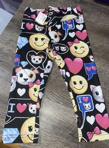 Justice Sz 5 Xs kitty cat Puppy Dog emoji heart Valentine’s Day leggings - Picture 1 of 5