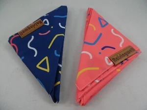Birthday Dog Bandanas 2 Pack 4 Pattern Reversible Blue and Pink Dog Bandana-XL - Picture 1 of 11