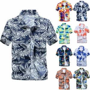 Men's Hawaiian Polo Shirts Beach Party Short Sleeve Casual T-shirt Tops Holiday▪ - Picture 1 of 21